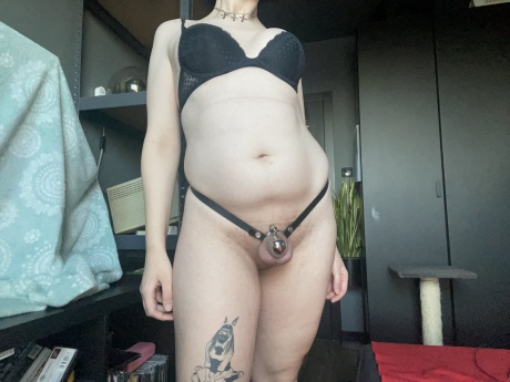 Horny Femboy with Thick Thighs and Inverted Chastity Cage